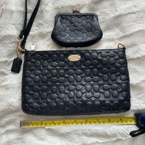 Coach Embossed Leather Clutch & Kisslock Coin Purse